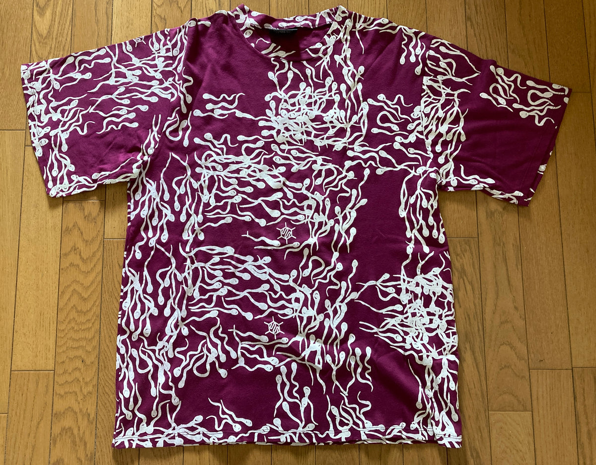 Ameba Sperm All-Over Print T-Shirt — Psychic TV / Genesis P-Orridge. Dead Stock NWT. 1990s.