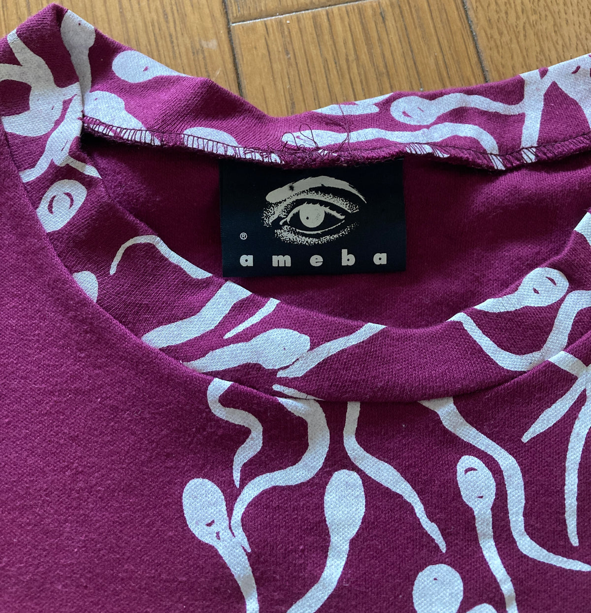 Ameba Sperm All-Over Print T-Shirt — Psychic TV / Genesis P-Orridge. Dead Stock NWT. 1990s.